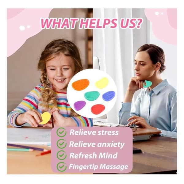 Sensoriske leker for barn, 6 deler silikon fidget leker sensoriske steiner, teksturerte bekymringssteiner, autisme [YJD]