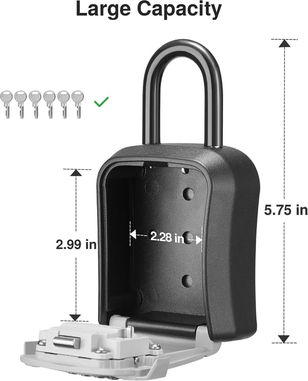 Lock Box, Key Lock Box Wall Mounted and Portable Combination Lock Box with Resettable Code, Outdoor Key Security Lock Box, Apartment Real Estate Agent