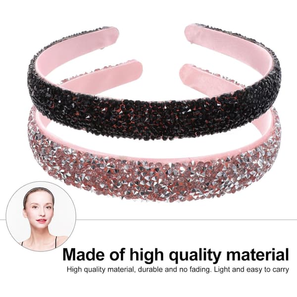 Glitrende Rhinestone Smykket Bred Hårbøjle 2 stk. Sort Hårtilbehør til Kvinder Fest og Daglig Brug