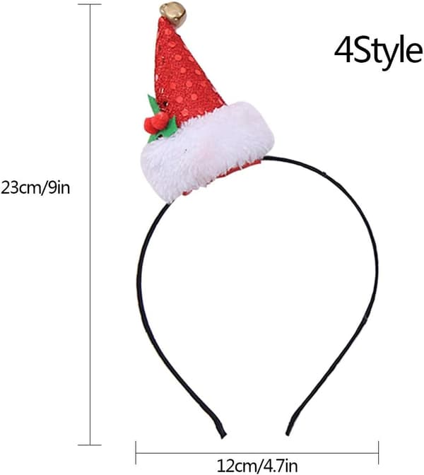 4-pack julhatt med paljetter, tomteluva, diadem