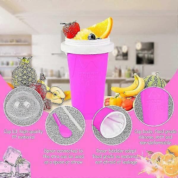 Slushie Cup Slushy Maker Ice Cup Silicone Cup Pinch Cup Summer Cooler Smoothies Cup Double Layer Press Cup Slush Maker Cup Smoothie Cup