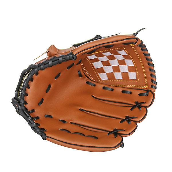 1 stk 10,5 tommers tykk innfelt pitcher baseballhansker softballhansker infielder-hanske for barn Brown 24*17CM