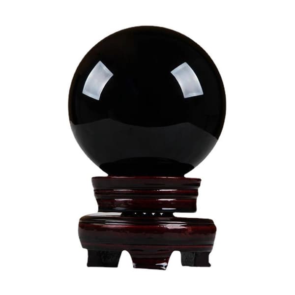 Lille sort obsidiankugle, dekorativ krystalkugle (80 mm / 3,15 tommer)