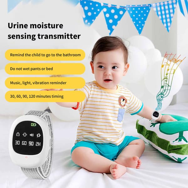 Wireless Bedwetting Alarm 4 Timing Music Vibration Bedwetting Sensor Clock for Children Elderly
