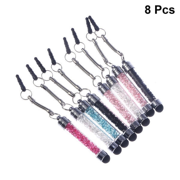 8 st Universal Crystal Kapacitiv Pekstift Kupolspets Pekstift Handskrift Kapacitiva Pennor För Telefon T 11.5*1*1cm