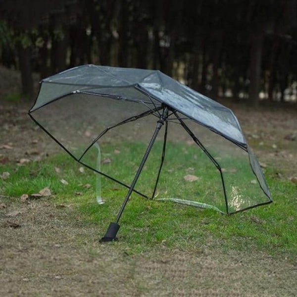 Automaattinen läpinäkyvä sateenvarjo 1-painikkeinen avaus＆sulkeva taitettava 3-kertainen kannettava 8-luuinen sateenvarjo naisten tytöille