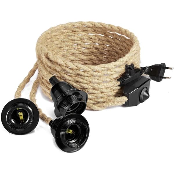 6.8M ChasLinen Electrical Cord, 2-Conductor, with E27 Socket and Switch, for DIY Lamp (Bulb Not Included)