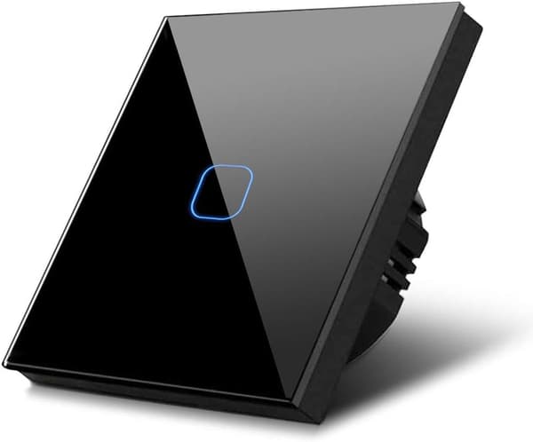 Simple Black Glass Touch Wall Switch with High-Quality Square Button and LED Backlight