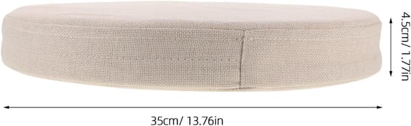 Rund Linne Stolpute 35 cm Diameter x 5 cm Tykk, Lys Beige Sittepute