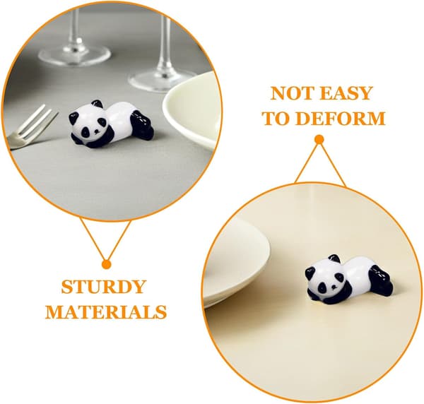 Chopstick Rest Easy to Finish Delicate Style Clean Cartoon 6 Pcs Ceramic Panda and Chopsticks Set