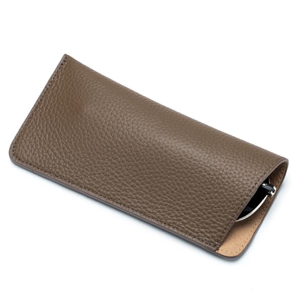 Leather Glasses Case, Soft Leather Presbyopia Myopia Sunglasses Case - Khaki