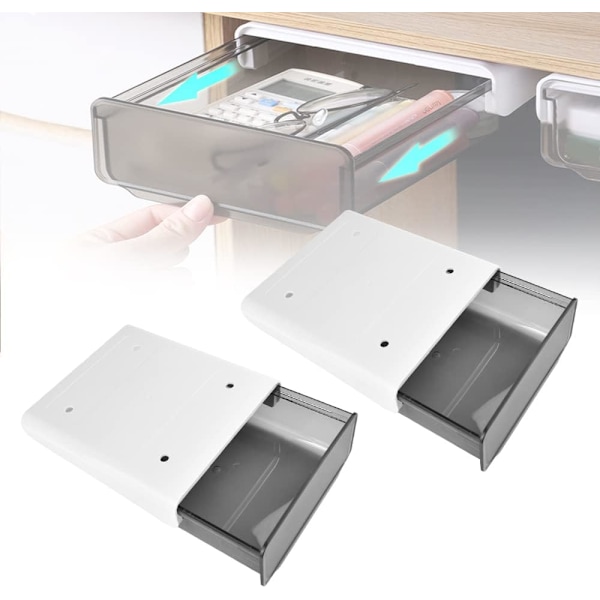 2 kpl Pöydän alla olevia laatikoita 20*17*7.2cm Laatikon järjestäjä Tarra Pöydän alla oleva laatikon tarra Järjestäjä Näkymätön säilytyslaatikko Piilotettu laatikko