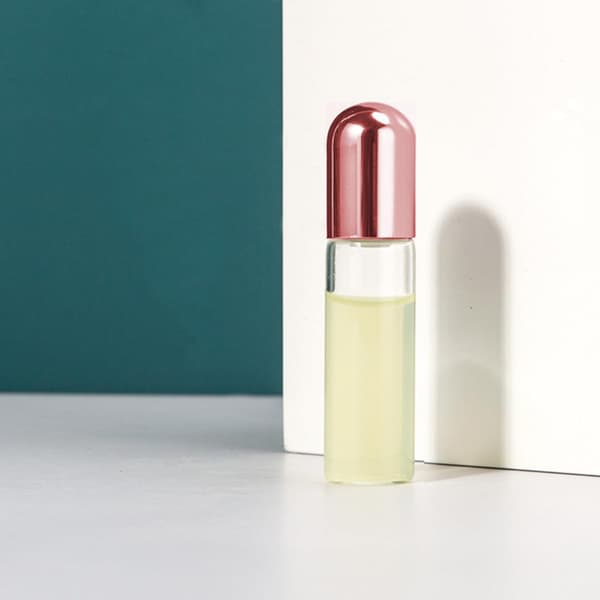 2 ml glasrullflaskor för eteriska oljor 10 st påfyllningsbar parfym med roséguldlock och kulor i rostfritt stål Researomaterapi
