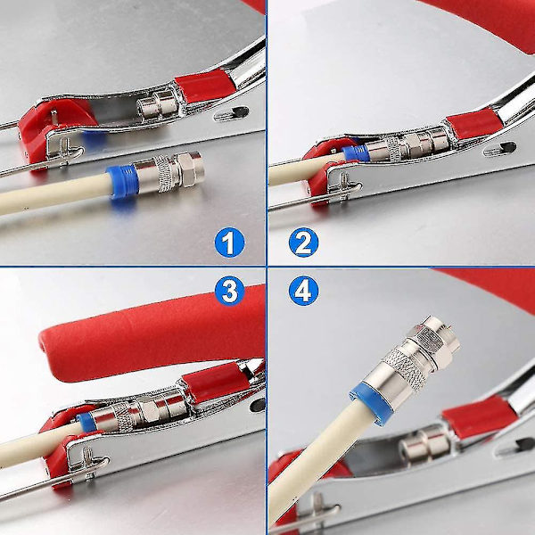 Kobaks Kabel Crimper Coaxial Rg6 Kompressionsværktøjssæt Med 20stk F Rg6 , Dobbelt Endet Kobaks Stripper F