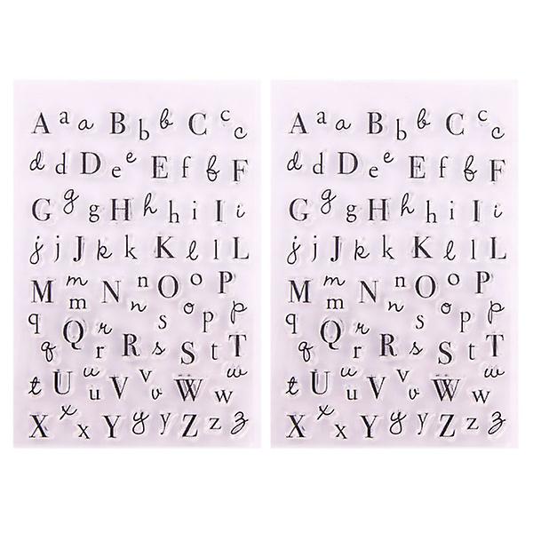 2 st Frimärken Alfabet Klart alfabet Silikonstämpel Transparenta bokstäverSvarta 15,5 X 10,5 cm Black 15.5X10.5CM