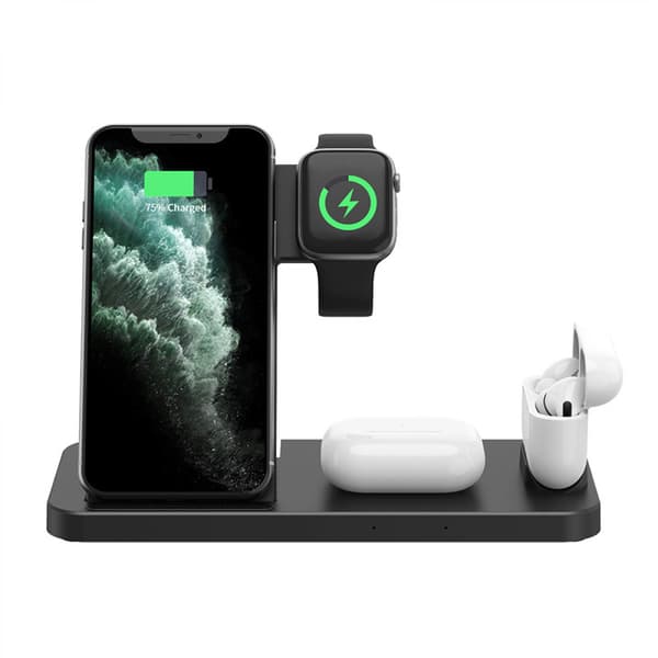 Fire-i-en trådløs oplader egnet til Apple mobiltelefon ur høretelefoner opladning multifunktionel foldbar holder