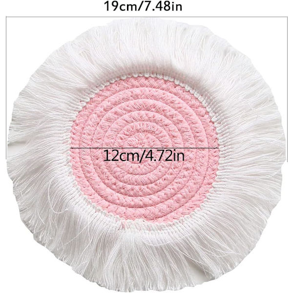 Bomullsflätade underlägg, 5 st Macrame underlägg set halkfria värmeisolerande