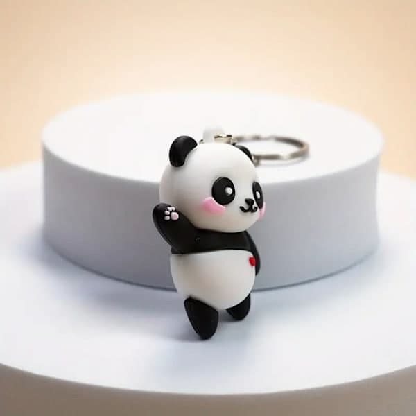1 st söt panda nyckelring, tecknad väska bilnyckelring, liten present