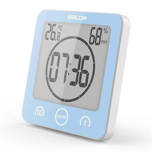 Waterproof Shower Timer Clock, Flexible Installation Options for Bathroom, Shower, and Kitchen, Touch Screen Function, Countdown Timer with Loud Alarm