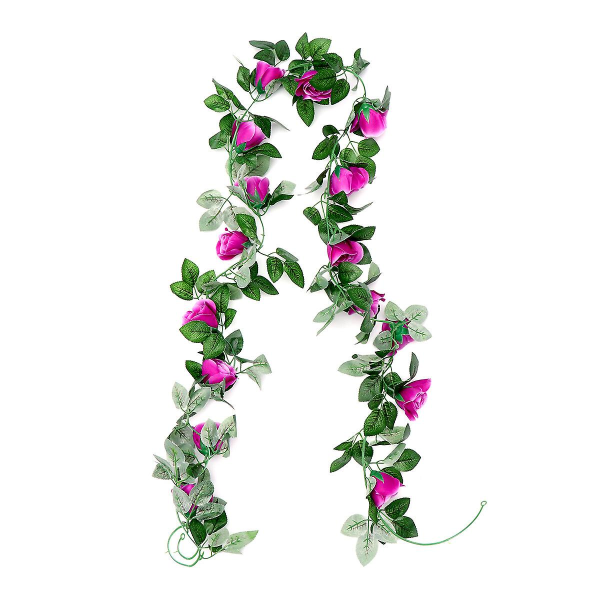 Lilla Blomst Girland Kunstig Ivy Blad Hængende Grønt Falske Blomster Hængende Falske Planter Grønt Purple 220*10 cm