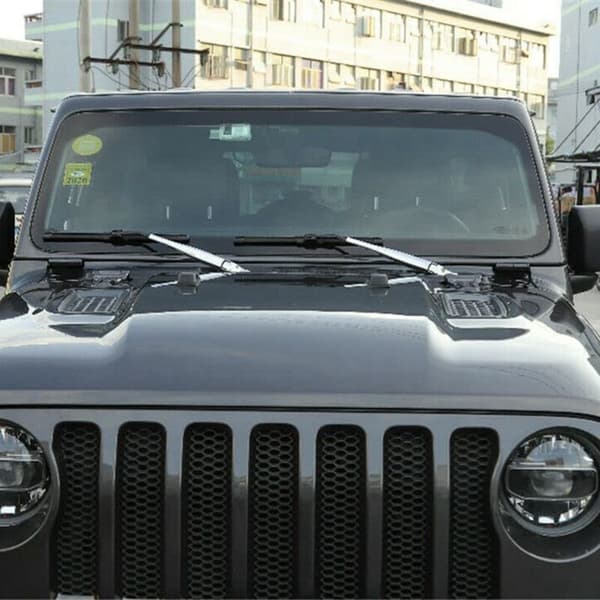 Vindusvisker for Wrangler JL JT 2018+ Bil Regnvisker Blad Dekorasjon Deksel Trim Tilbehør, Sølv