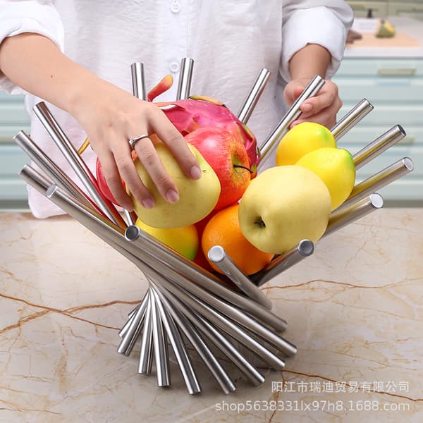 Creative Rotating Stainless Steel Fruit Bowl/Fruit Basket/Fruit Stand/Fruit Holder, Silver