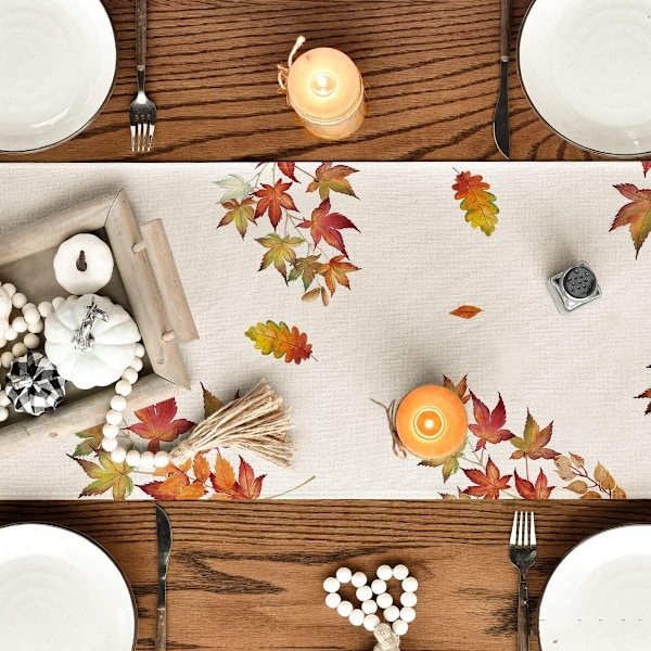 13 x 72 tum Höst Pumpa Solros Lönnlöv Thanksgiving Bordsskydd, Höstskörd Säsongsbetonad Retro Kök Bord Dekoration