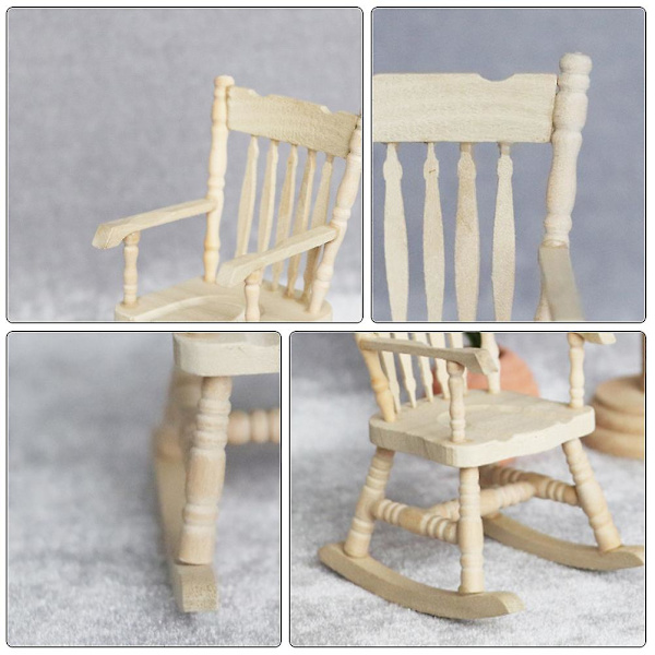 Ministykke Gyngestol Legetøjsstol Figurer Stol Legetøj Mini Hus Tilbehør Beige 8,5X6,6CM Beige 8.5X6.6CM