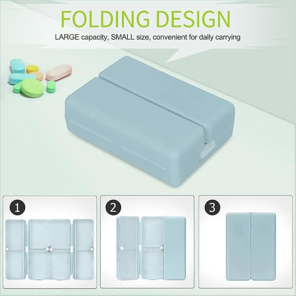 7-Day Pill Box Organizer, Medicine Storage Box, [Foldable Design][Large Capacity] Portable Pill Dispenser for Vitamins