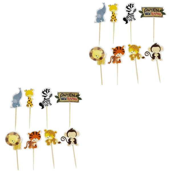 144 st Zoo Djur Tårta Toppers Dekorativa Cupcake Toppers Muffins Mat Frukt Picks Party Favörer Dec 96 pcs