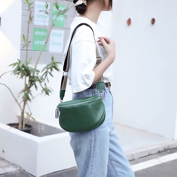 Atgbiem Dame Sort Crossbody Taske Dame Bred Rem Brysttaske Dame Læder Midjetaske Dame Stilfuld