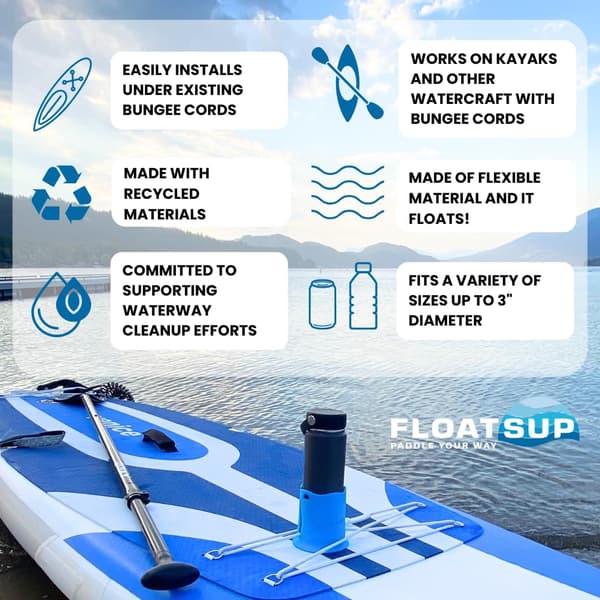 Paddleboard kopholder, stand-up paddleboard, drikkeholder egnet til kopper/flasker/drikkevarer (blå)