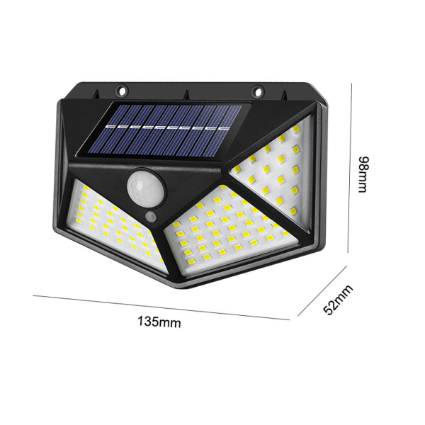 Uppladdningsbar solcellsvägglampa för uteplats (1 st, 100 LED tre  funktioner 76b1 | Fyndiq