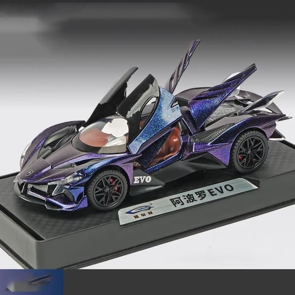 Apollo EVO lila leksaks sportbil samlarprydnadspresent