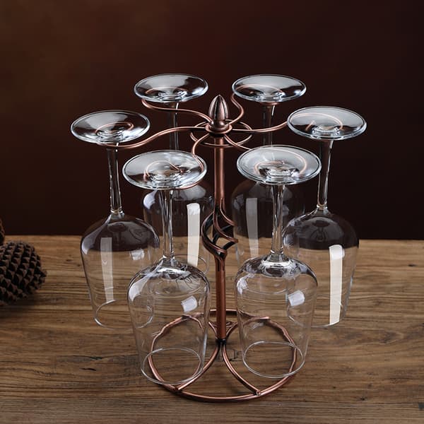 Countertop Wine Rack, Freestanding Tabletop Wine Glass Holder with 6 Hooks, Stemware Storage Rack for Bar and Home