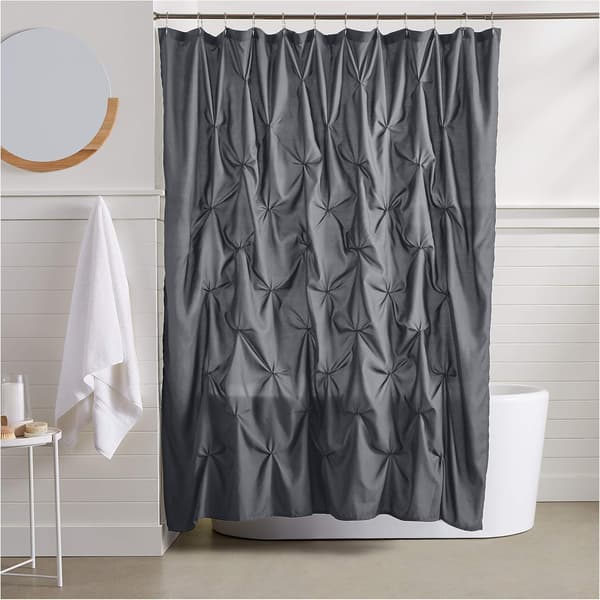 Gråt vaffelmønstret badeforhæng, 183x183 cm, polyester