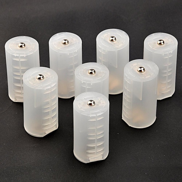 8 stk. Adapter AA til D Batteri Adapter Batteri Konverteringskasse AA til D Batteri Konverter Transparent 1 Transparent 1