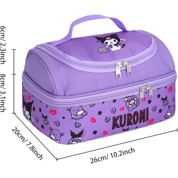 Anime Cinnamoroll, Melody, Kuromi Madpakke til mænd og kvinder, lækagesikker madkasse, stor rummelig madbeholder, taske til arbejde og rejser C