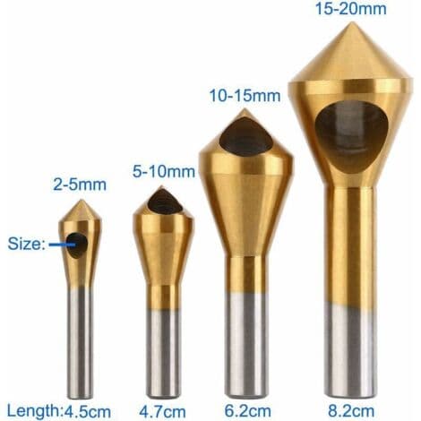 Deburring and Chamfering Cutter, HSS Conical Drill for Drilling in Metal and Wood, 4 pcs [DB]