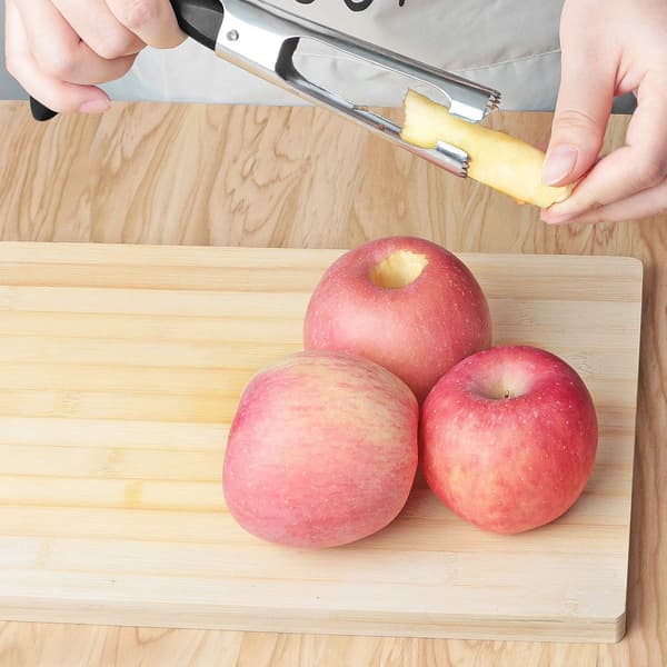 Apple Corer, Apple Corer with ABS Handle and Serrated Stainless Steel Blade, Black