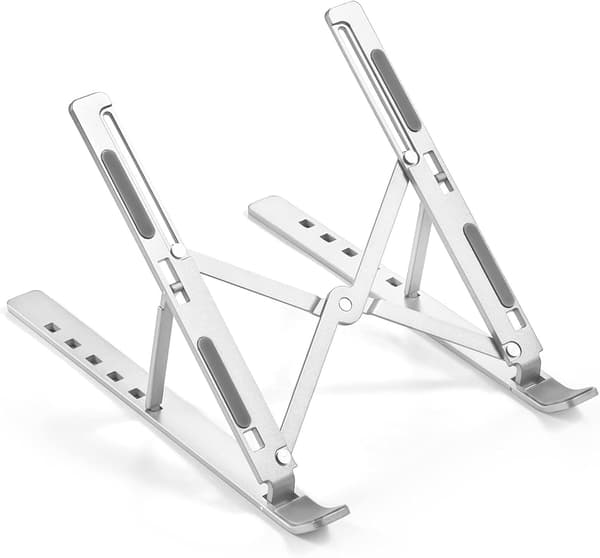 - Laptopställ Justerbart och hopfällbart - Aluminium - Med förvaringsfack - Silver