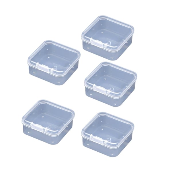 5 Pcs Clear Plastic Jewelry Storage Containers, Mini Square Box Empty Case with Lid Jewelry Boxes Jewelry Accessories