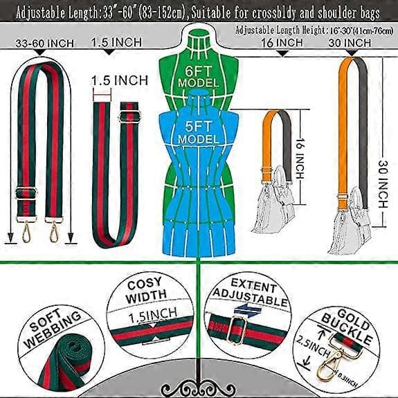 Handbag Replacement Strap, Crossbody, Striped, Wide, Adjustable