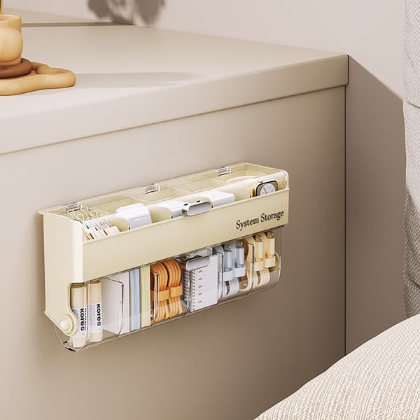 Wall Mounted Storage Organizer - 3-in-1 Drawer for Underwear Socks - Space Saving Wardrobe Organizer for Bedroom, Cream