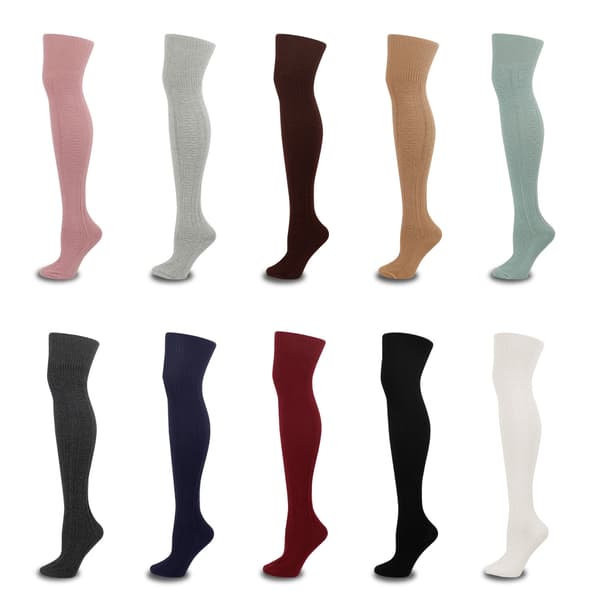 Women's Thigh High Socks Extra Long Cotton Knit Warm Thick High Boot Socks Leg Warmers - White