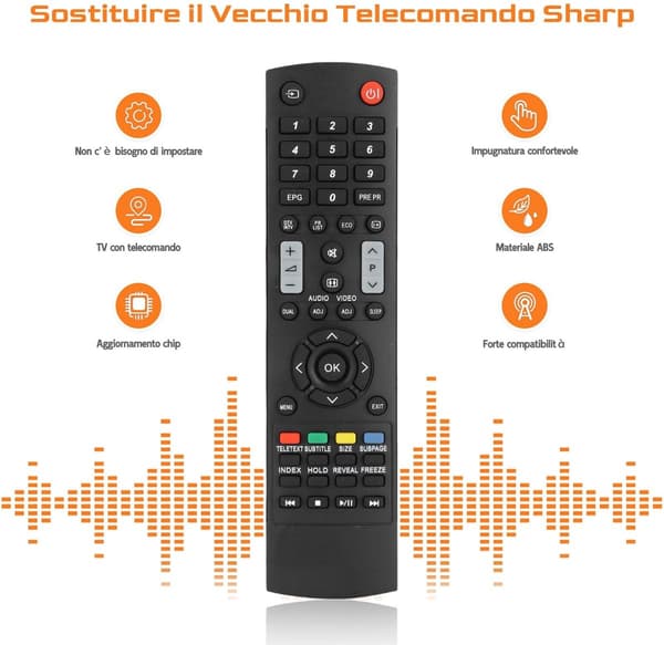 Replacement Remote Control for Sharp LCD TV and Audio GJ220, Easy Setup, Durable ABS, For Home Living Room Use, Black