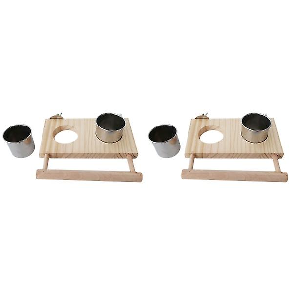 3 stk. Rustfrit Stål Foder Vand Madskål Bur Tilbehør Papegøje Foder Skål Til Fugl Papegøje (størrelse 2pcs S