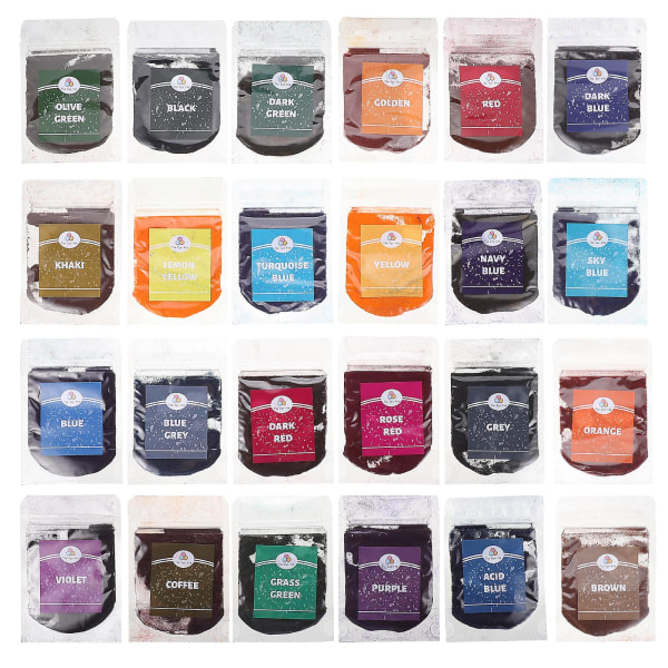 24 poser Negle Pigment Powder Tie Dye Supplies Farve Pigment Powder Pulver Tie Dye Tøj Farve Power Stoffarve PowerAsorteret farve13X9cm Assorted Color 13X9cm