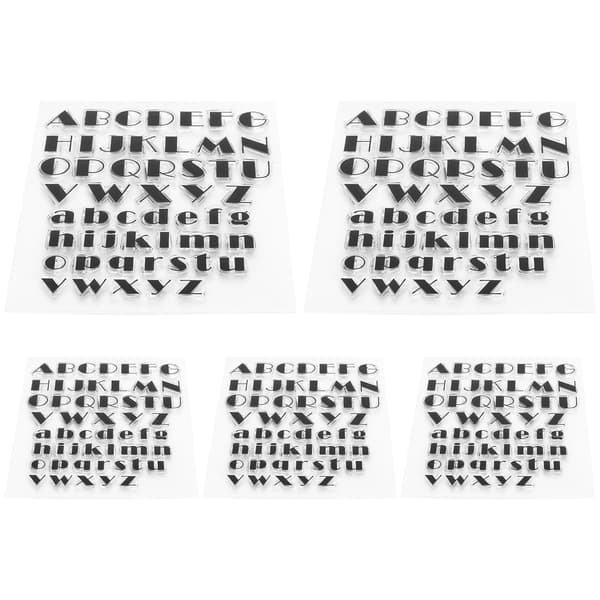 5 Pcs Transparent TPR DIY Journal Scrapbooking Alphabet Rubber Stamps Set 52 Uppercase Lowercase