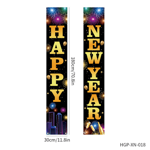Happy New Year Dörrbanderoll för Hemmet, 71x12 Tum Happy New Year Veranda Skyltar Banderoll Nyår 2025 Nyårsdekorationer